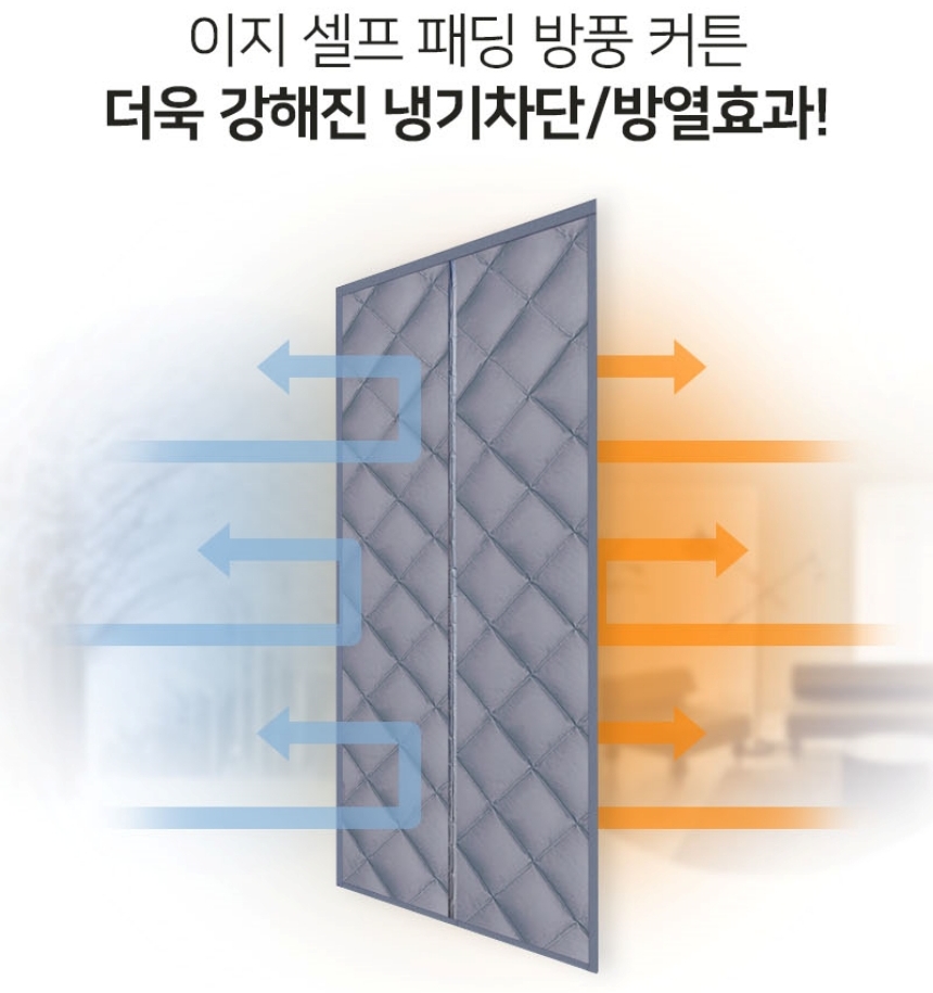 자석형 3중 패딩 난방커튼 현관 바람막이 외풍차단 방풍비닐 붙이는 방한커튼