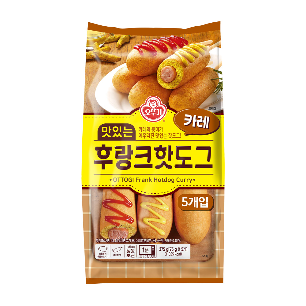 오뚜기 맛있는 후랑크핫도그 카레 75g 5개 - 상품 이미지