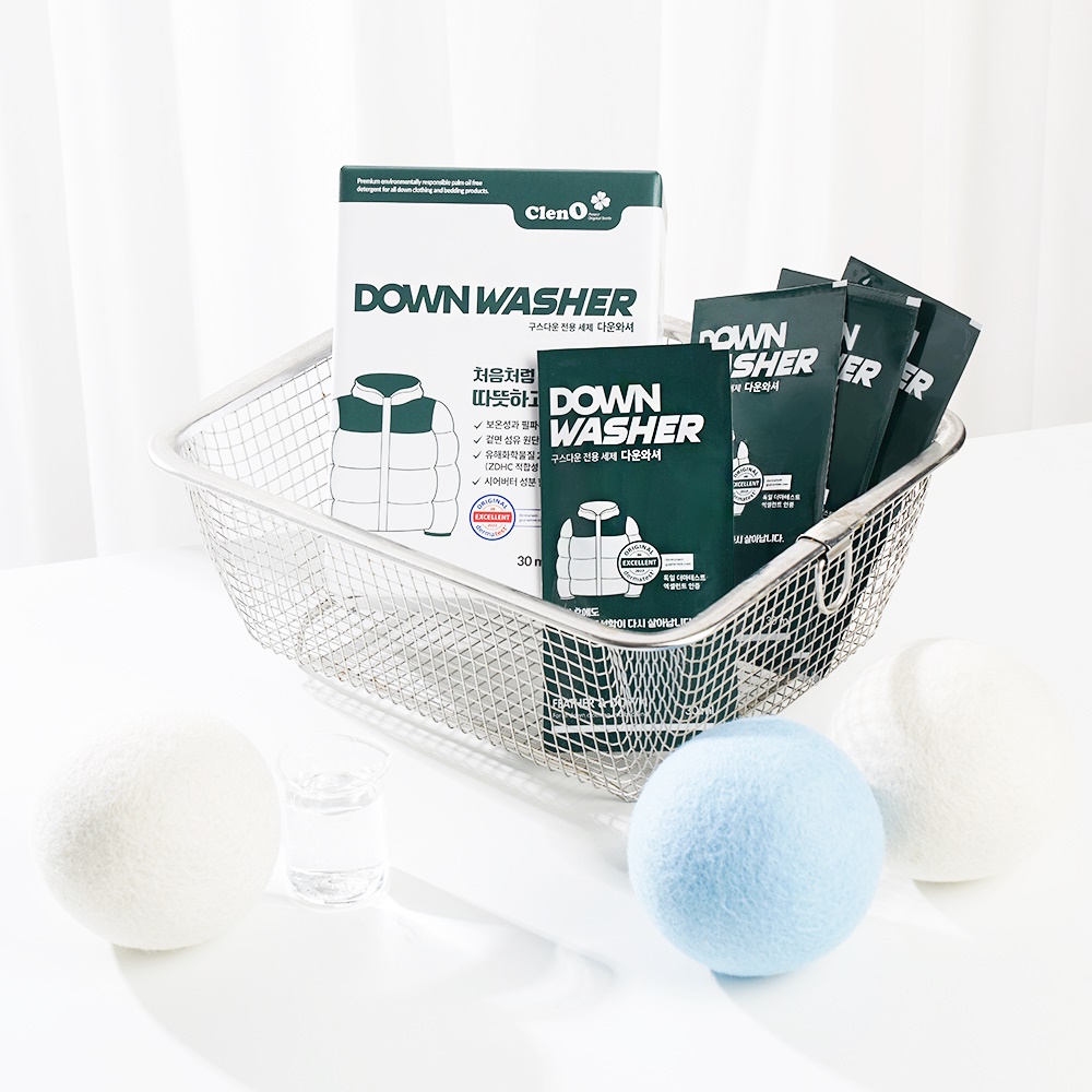 [클렌오] 다운와셔 오리털 구스다운 패딩/침낭/침구이불 전용 세탁 세제 15파우치X30ml