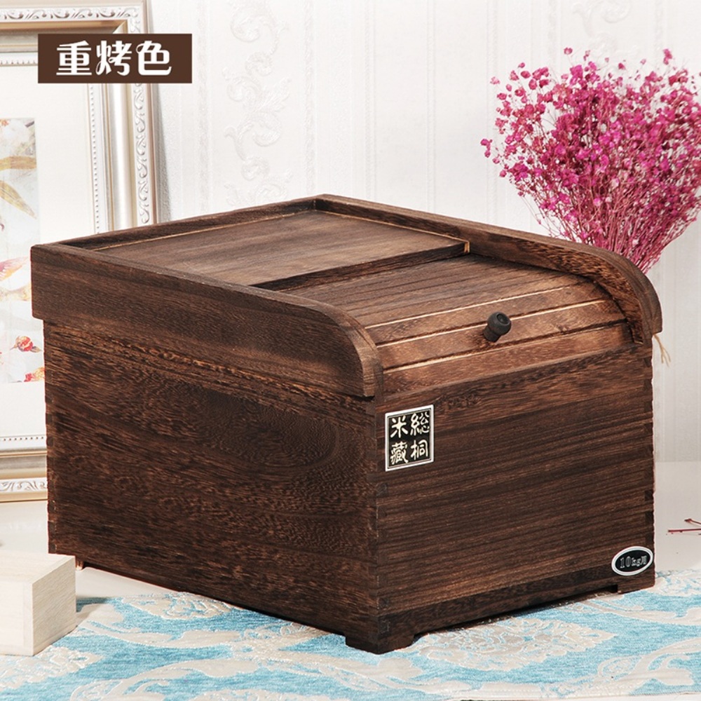 오동나무 항아리 보관 오동나무쌀통 쌀독 원목 오동나무 잡곡통 - 상세 이미지 4