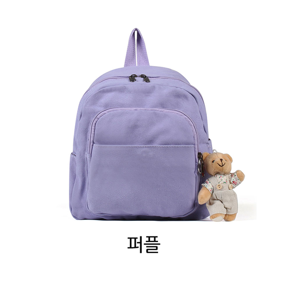 아담한 미니 백팩 나들이 외출 여행 미니멀 캔버스 배낭 귀여운 작은 백팩 가방+키링 - 상세 이미지 3