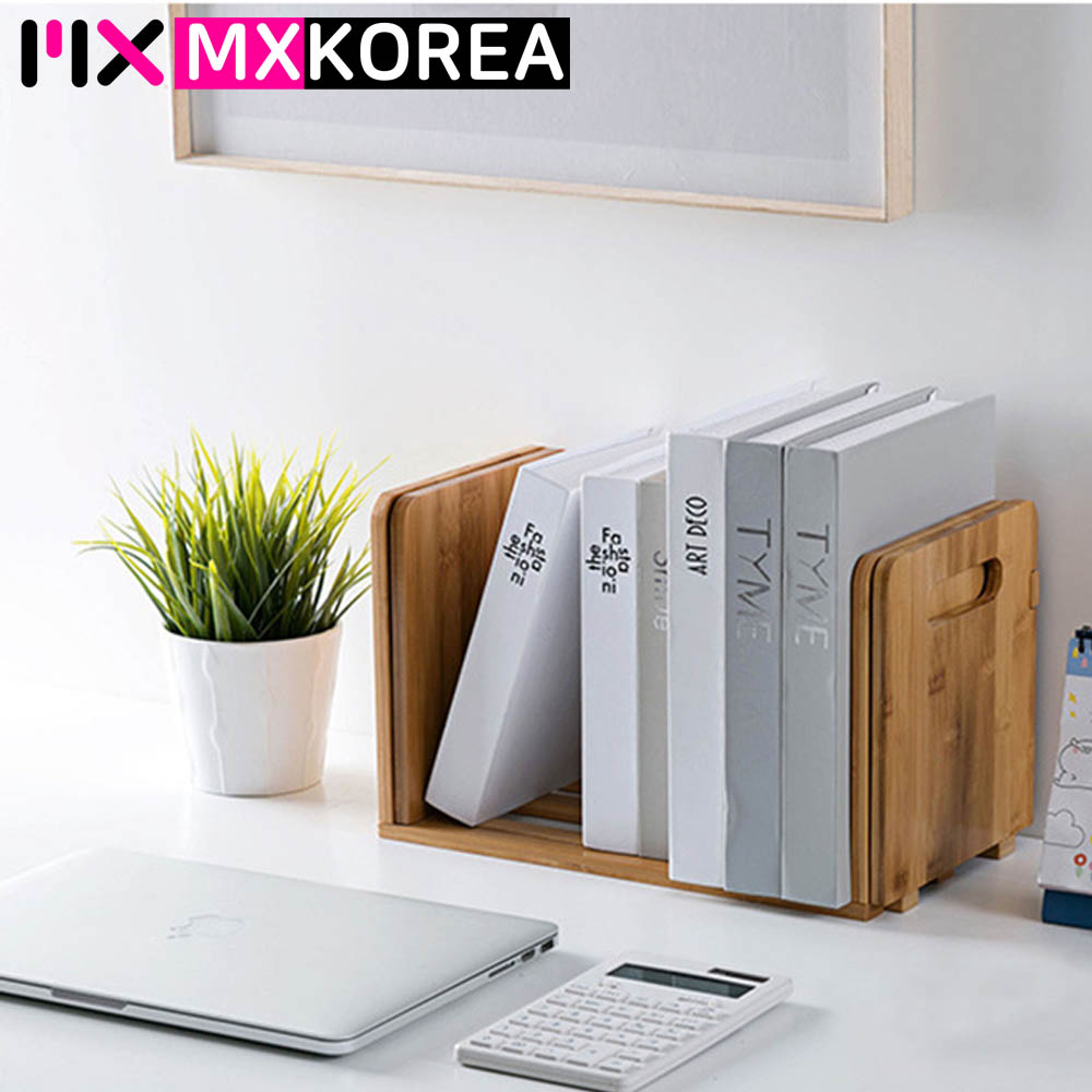 대나무 원목 책꽂이 책상 미니 정리함 북엔드
