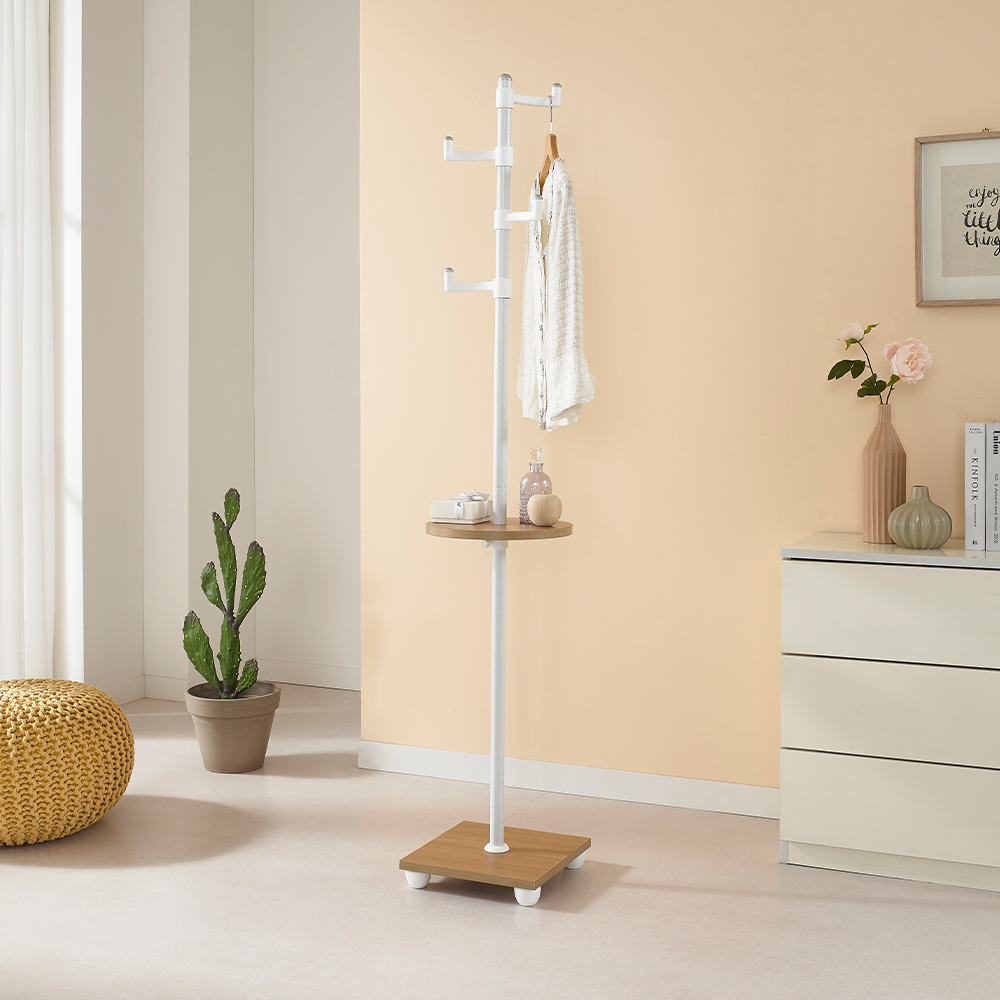 EASYON 이지온 튼튼한 WES300R 우드 감성 스탠드 라운드 옷걸이 미니 행거 - 상세 이미지 3