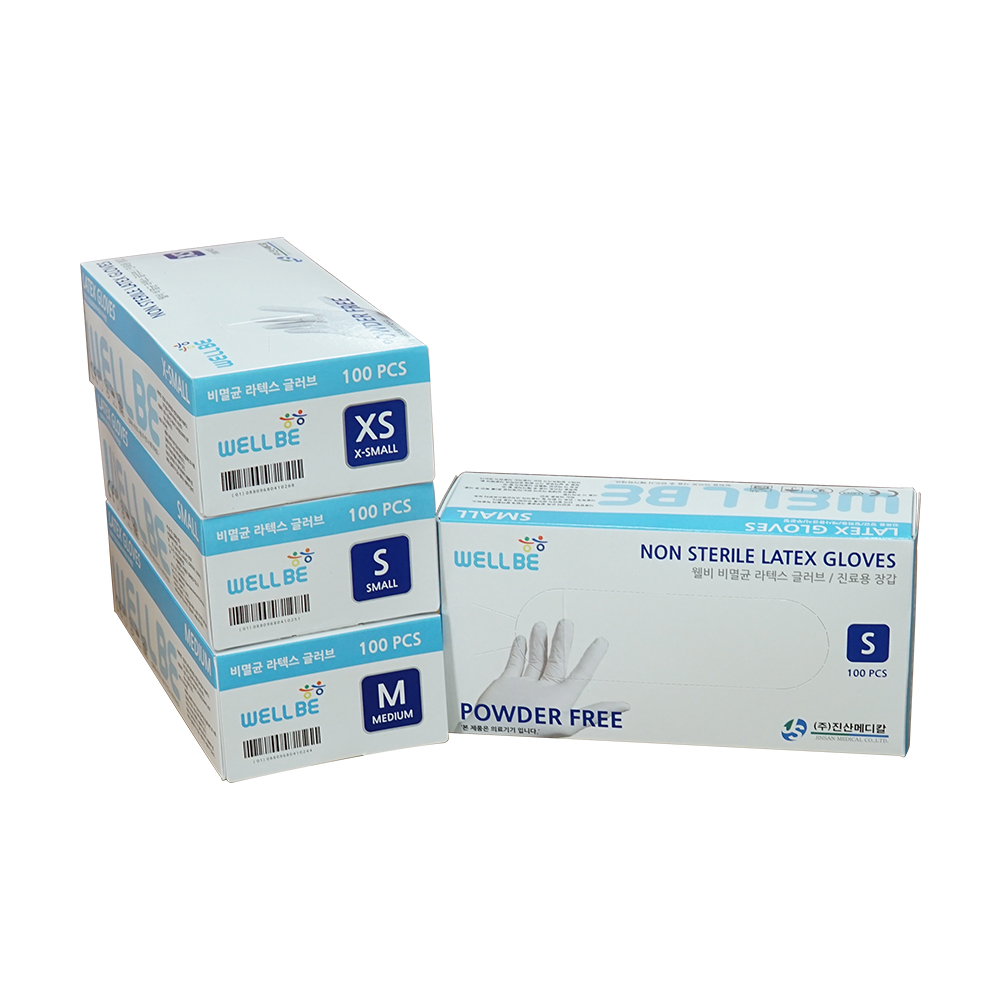 비멸균 고급 의료용 라텍스 장갑 글러브 파우더프리 100매 일회용 병원 진료용 병원용