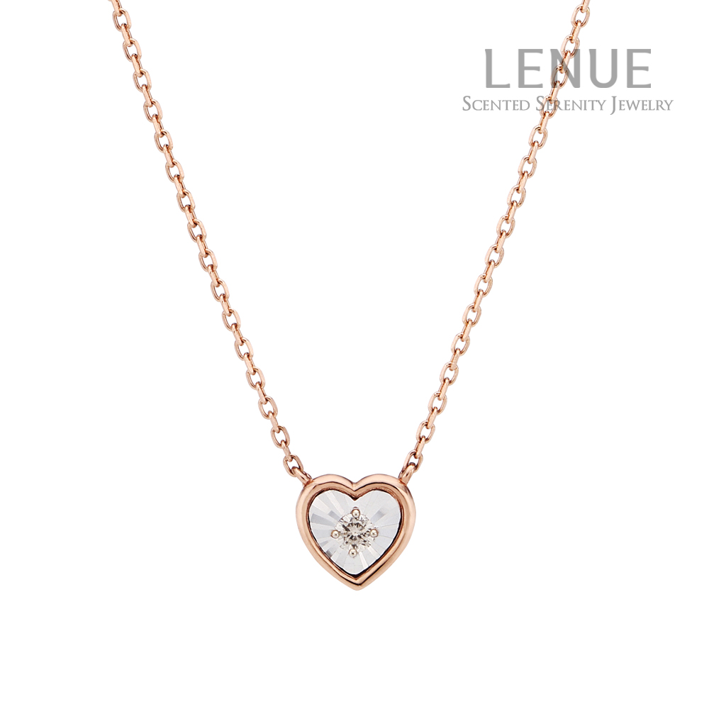 [레뉴] 일루젼 다이아몬드 하트 목걸이 / 14K 골드 선물 양면 볼록 4링 0.04ct - 상세 이미지 5