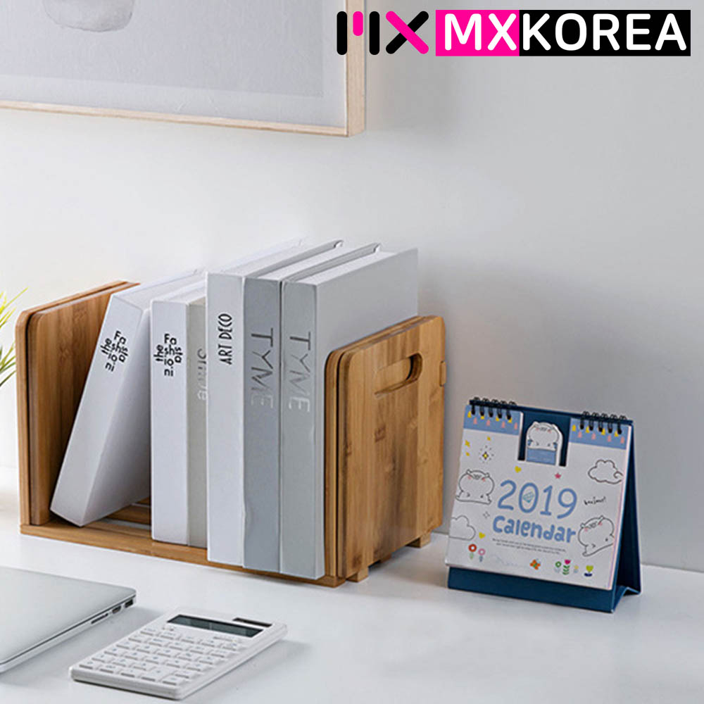 대나무 원목 책꽂이 책상 미니 정리함 북엔드