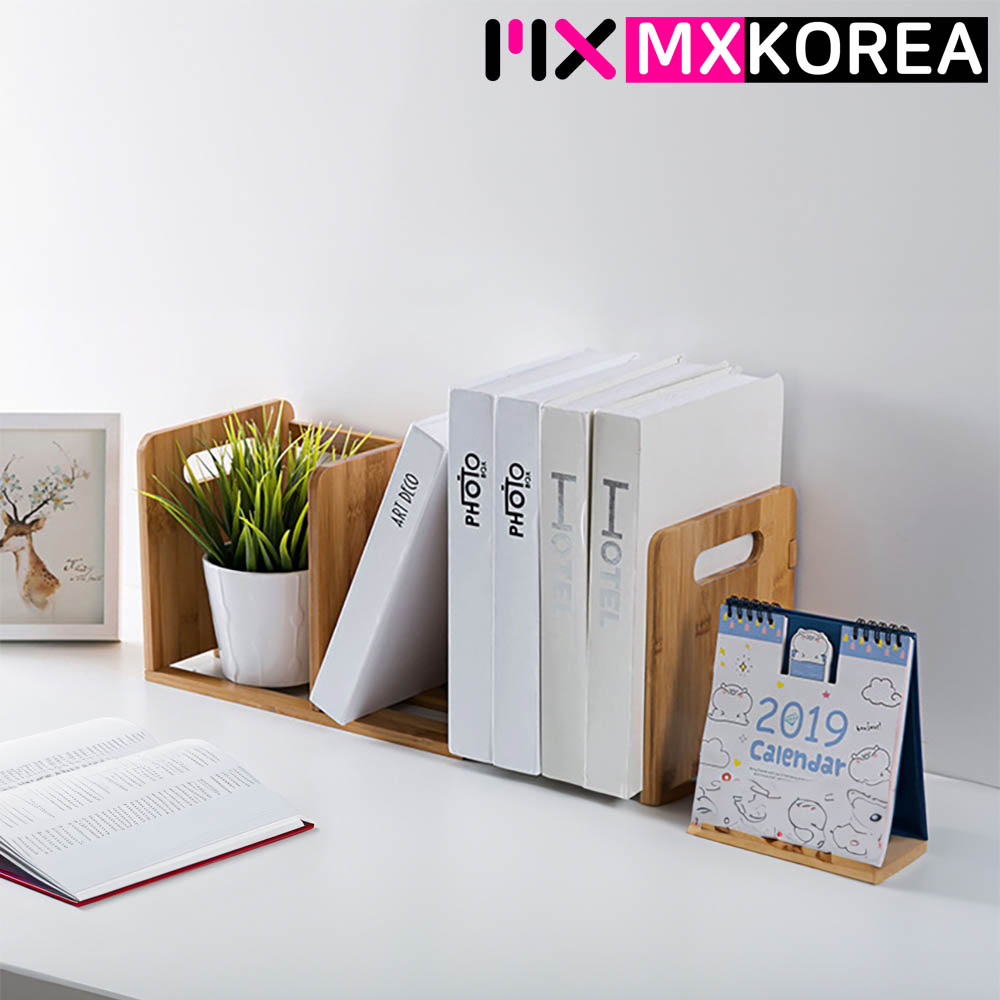 대나무 원목 책꽂이 책상 미니 정리함 북엔드
