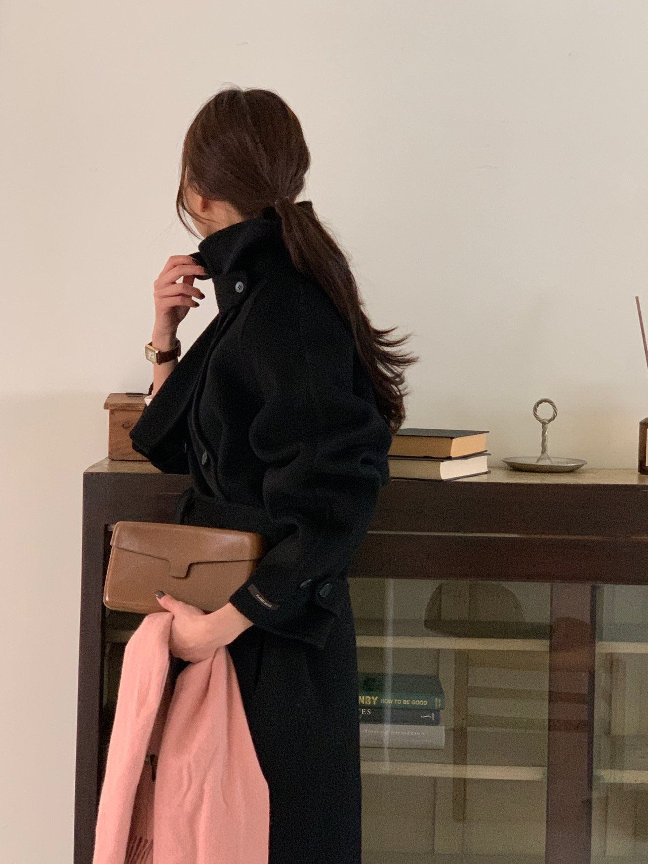 헤르몬 더블트렌치 롱 핸드메이드코트 울100 벨트 여성코트 직장인 오피스룩 연말룩 상세 이미지 25