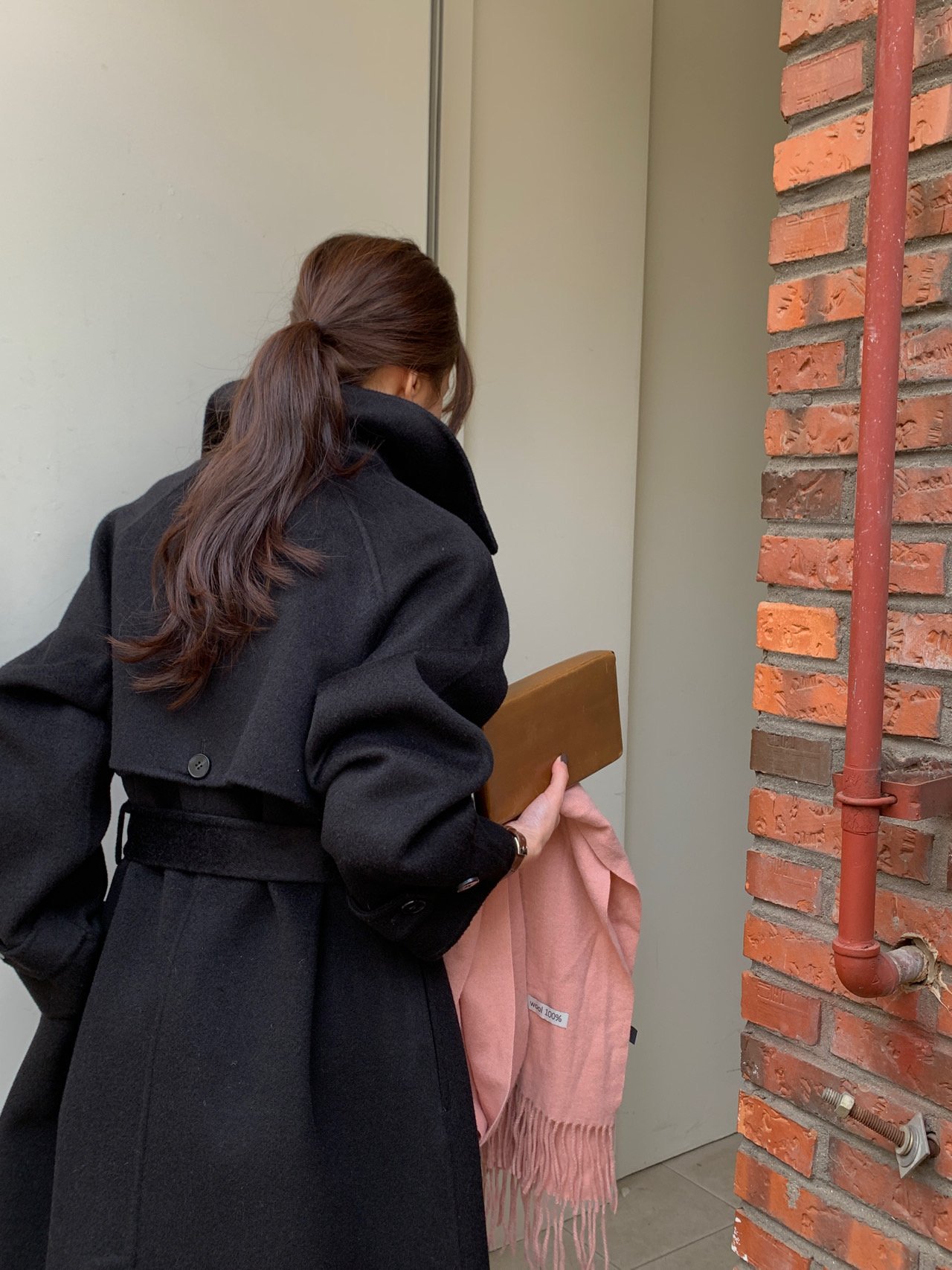 헤르몬 더블트렌치 롱 핸드메이드코트 울100 벨트 여성코트 직장인 오피스룩 연말룩 상세 이미지 33