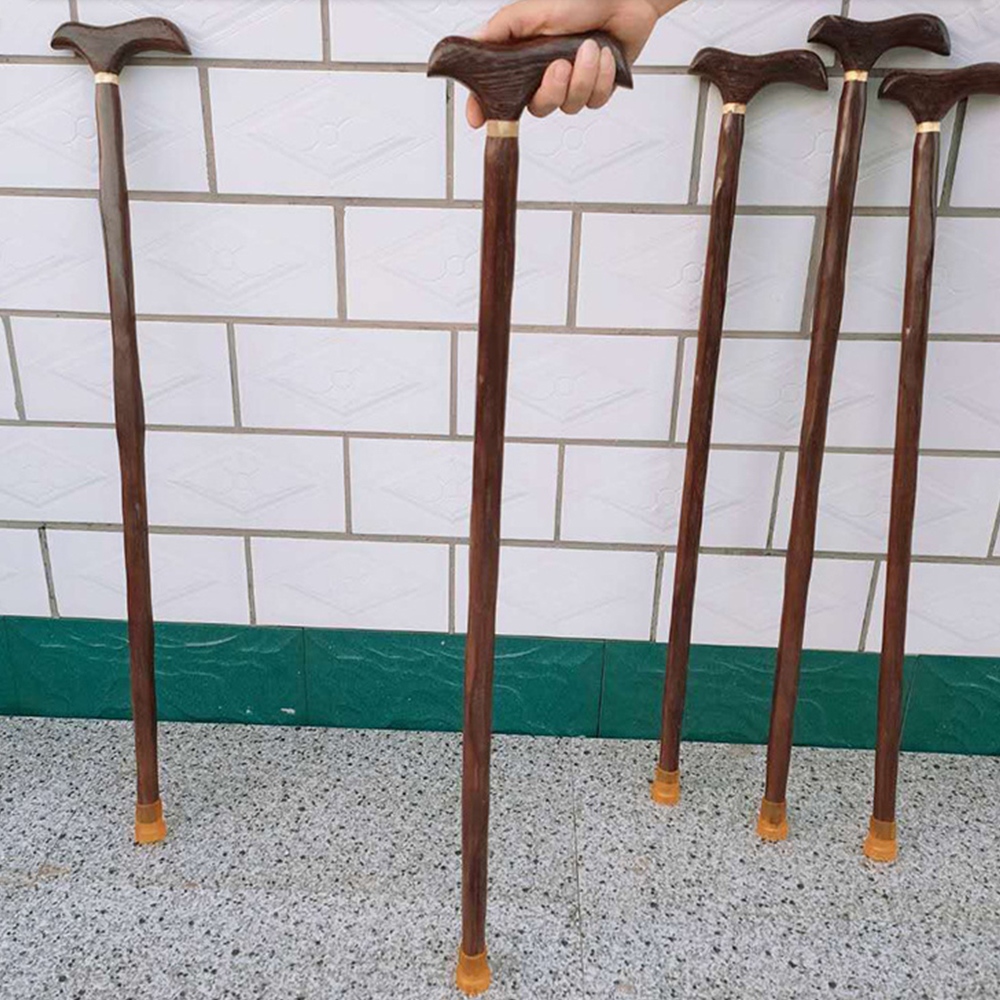 나무 한발 일자형 T자형 손잡이 노인 할아버지 할머니 부모님 효도 지팡이 보행 보조 스틱 등산 선물 고무발판 - 상세 이미지 2