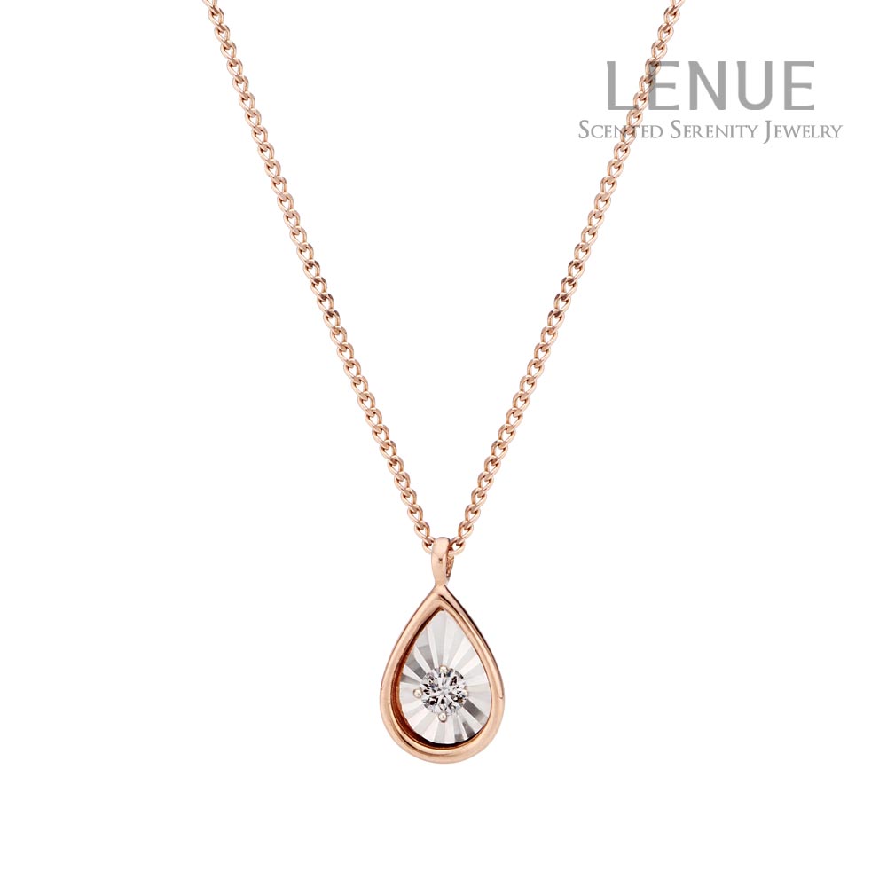 [레뉴] 일루젼 다이아몬드 물방울 롱 목걸이 / 14K 골드 양면 볼록 4링 0.04ct - 상세 이미지 2