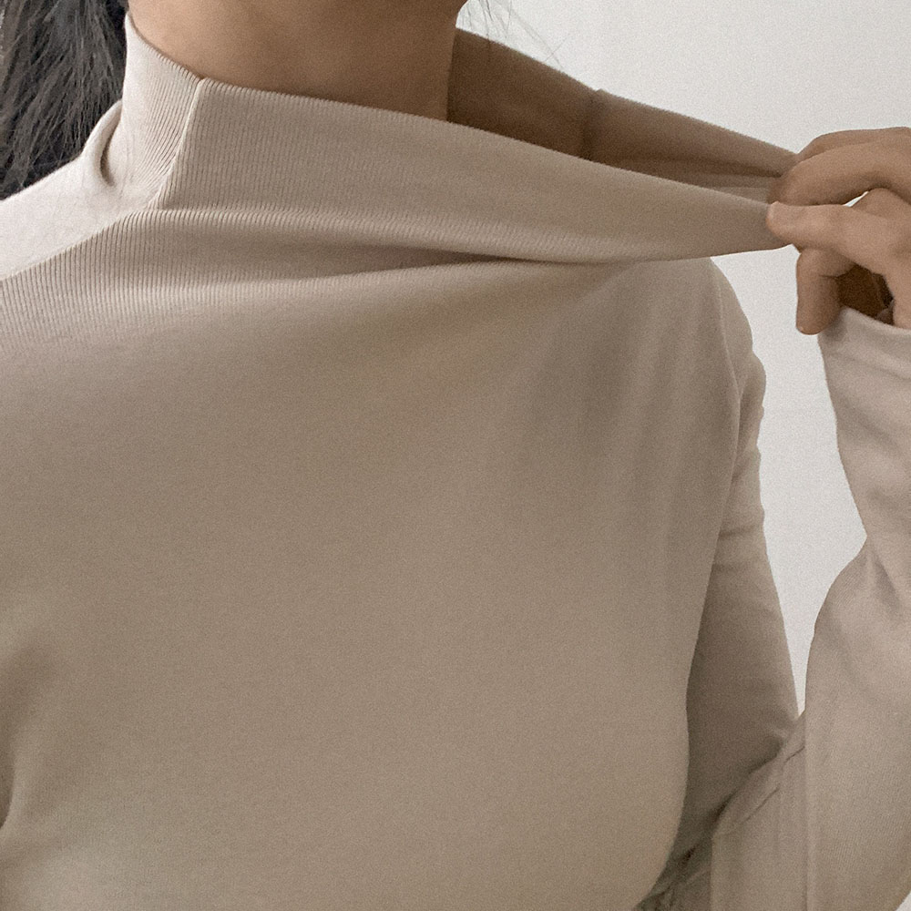 자체제작 여성 목티 반목 반폴라티 기모 이너 기본 스판 목폴라티 이미지 2