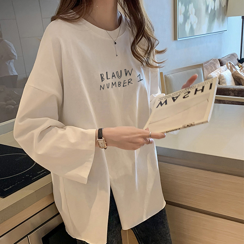 여성맨투맨 롱 무지 박서 이너 흰 박스티 빅사이즈 오버핏 간절기 이미지 2