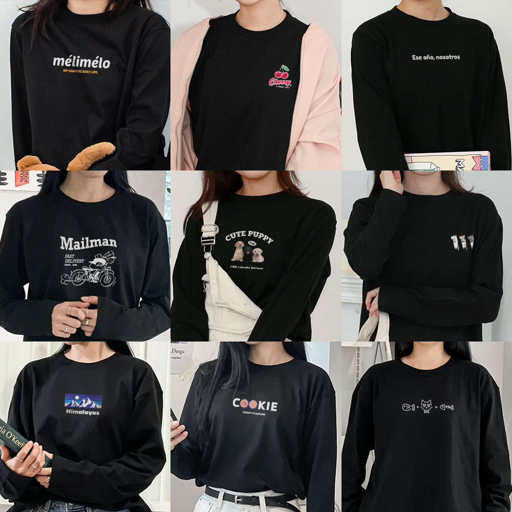 라운드넥 긴팔 이너 티셔츠 여성 레이어드 이미지 1