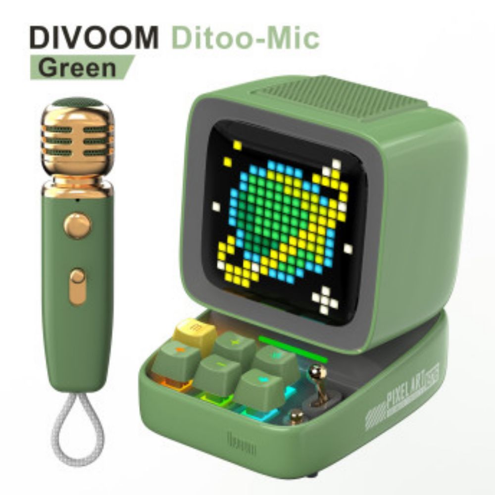 디붐 DITOO 마이크버전 DIY 픽셀아트 스피커 마이크 노래방 핑크 이미지 3