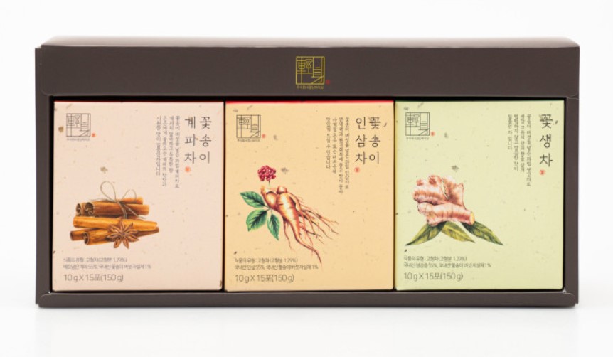 [경신바이오] 꽃삼차 3종 계피차 인삼차 생강차 발효꽃송이버섯 선물 가루 450g - 상세 이미지 3