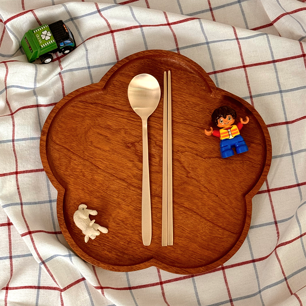 [이니셜 각인]놋향 방짜유기 어린이 스푼 수저 젓가락 세트 백일 돌 선물 놋수저