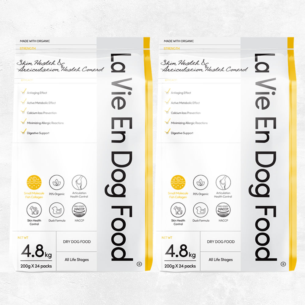 라비앙독 강아지 사료 가수분해 피부 눈물 알러지 개 애견 연어와오리, 4.8kg, 2개