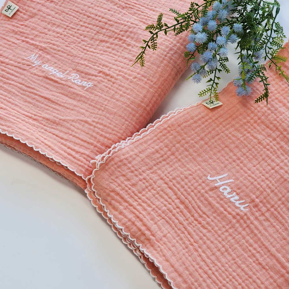 거즈 아기블랭킷 유아 낮잠이불 이니셜 이름 자수 사계절 어린이집 간절기 외출용 무릎담요