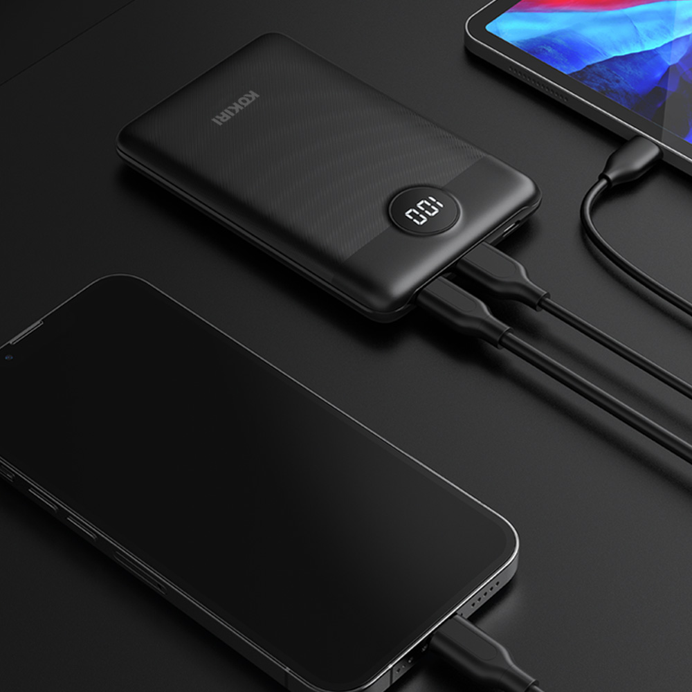 코끼리 10000mAh 보조배터리 미니 슬림 대용량 고속 동시충전 C타입 LCD 잔량표시