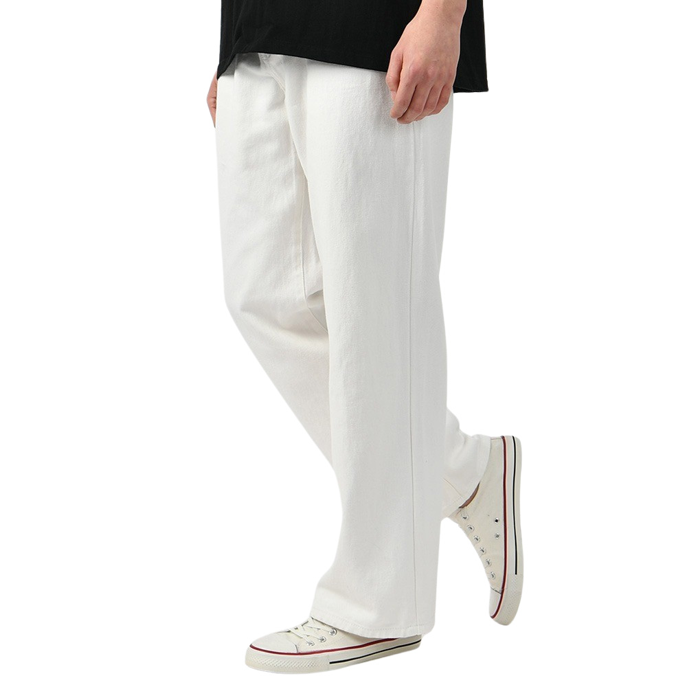 남자 와이드 팬츠 남성 면바지 통큰바지 블랙 화이트 바지 - 상세 이미지 3