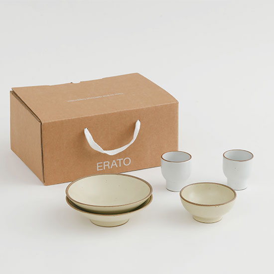 에라토 시에 국산 도자기 소주잔 2인 5p 상차림 선물세트