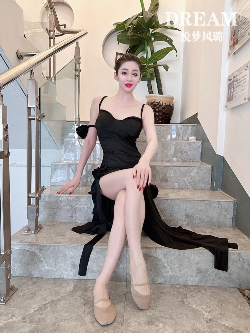 우아한 댄스복 라틴 에어로빅 동양 무용 공연 의류 - 상세 이미지 4