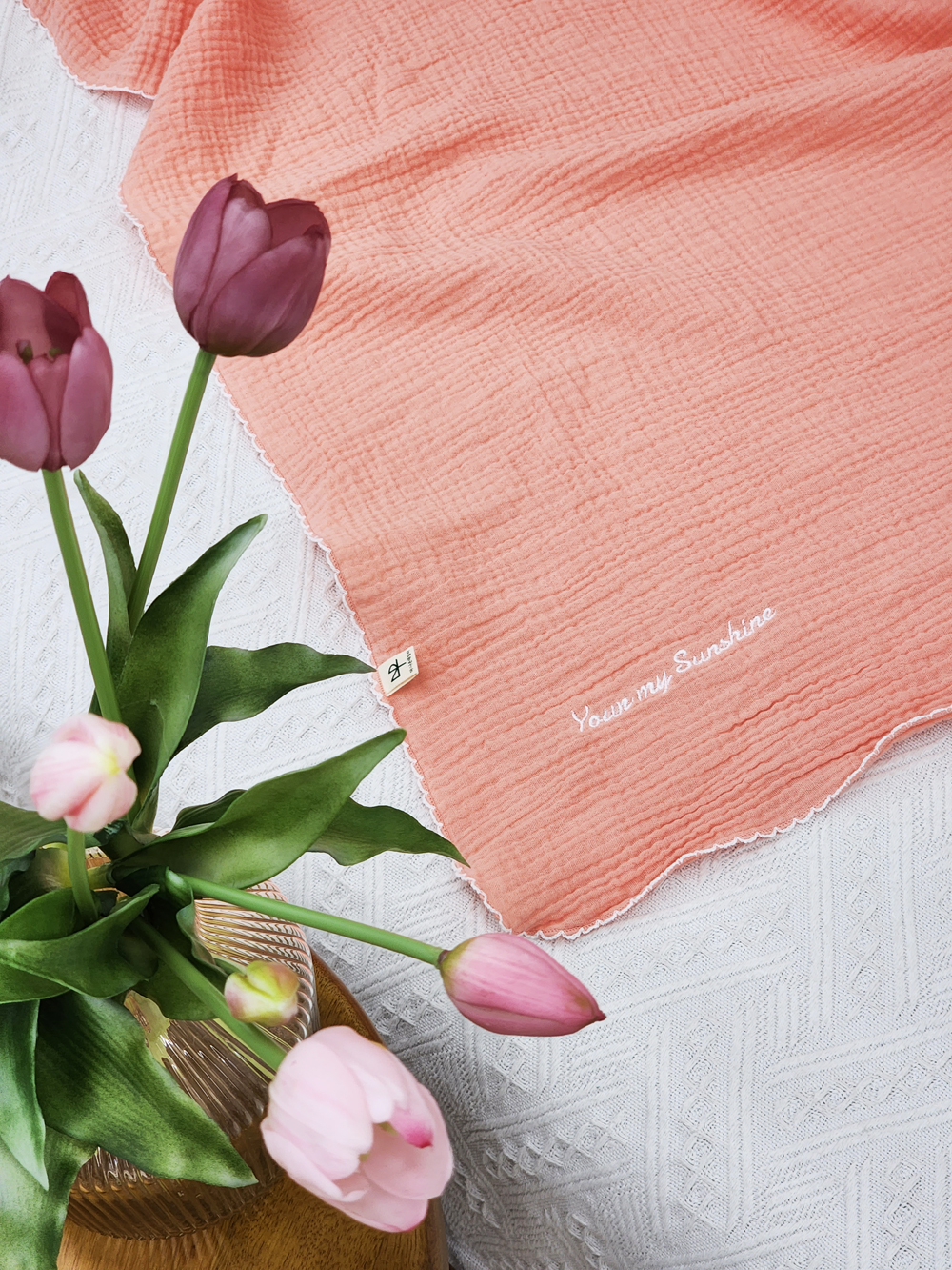 거즈 아기블랭킷 유아 낮잠이불 이니셜 이름 자수 사계절 어린이집 간절기 외출용 무릎담요