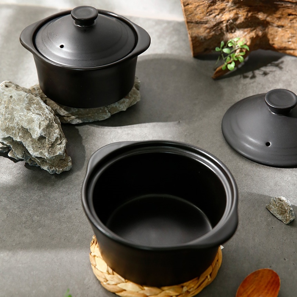 블랙 내열 도자기 뚝배기 인덕션 무균열 된장 찌개 계란찜 가정용