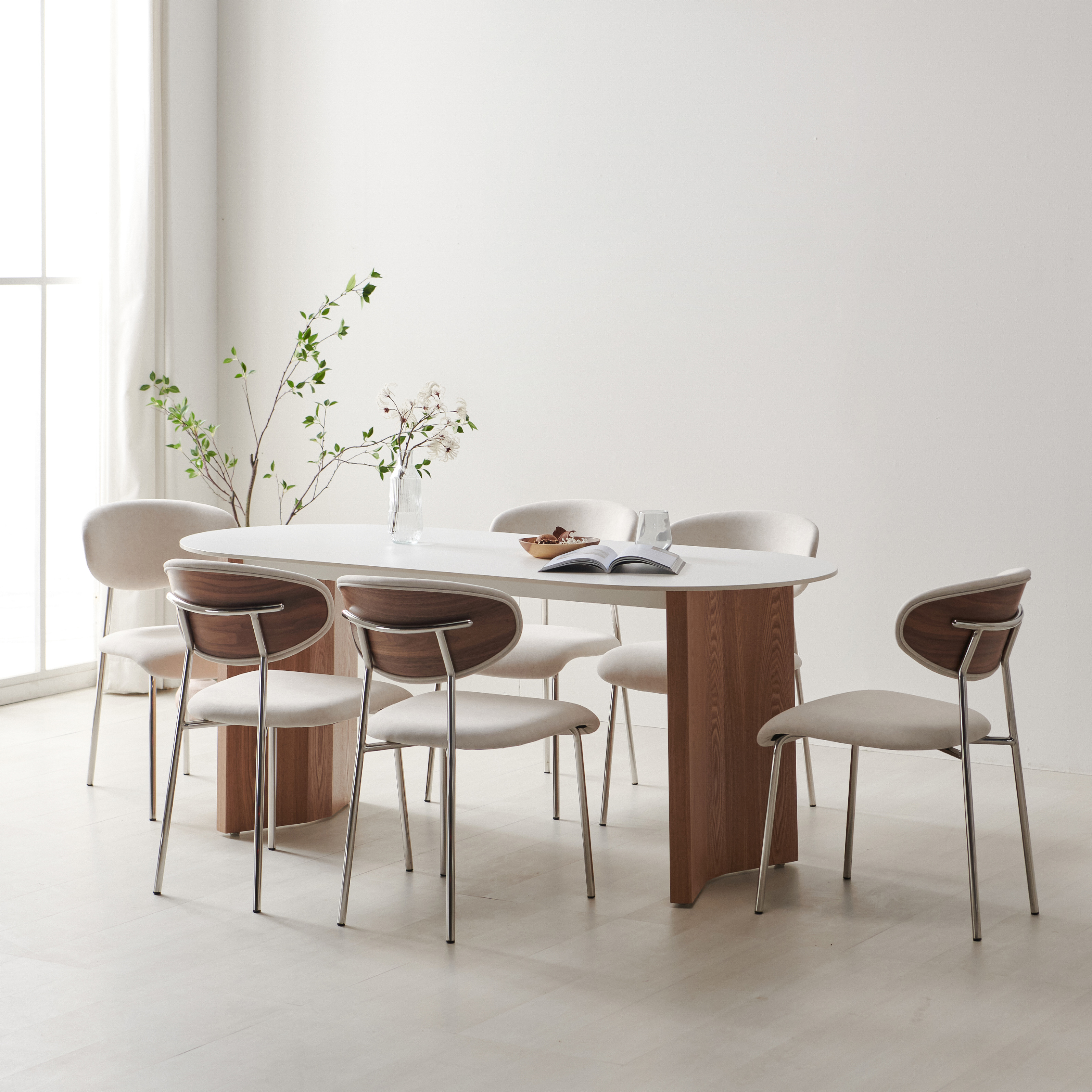 다올 오크 우드 화이트 포세린 세라믹 4인용식탁 1600