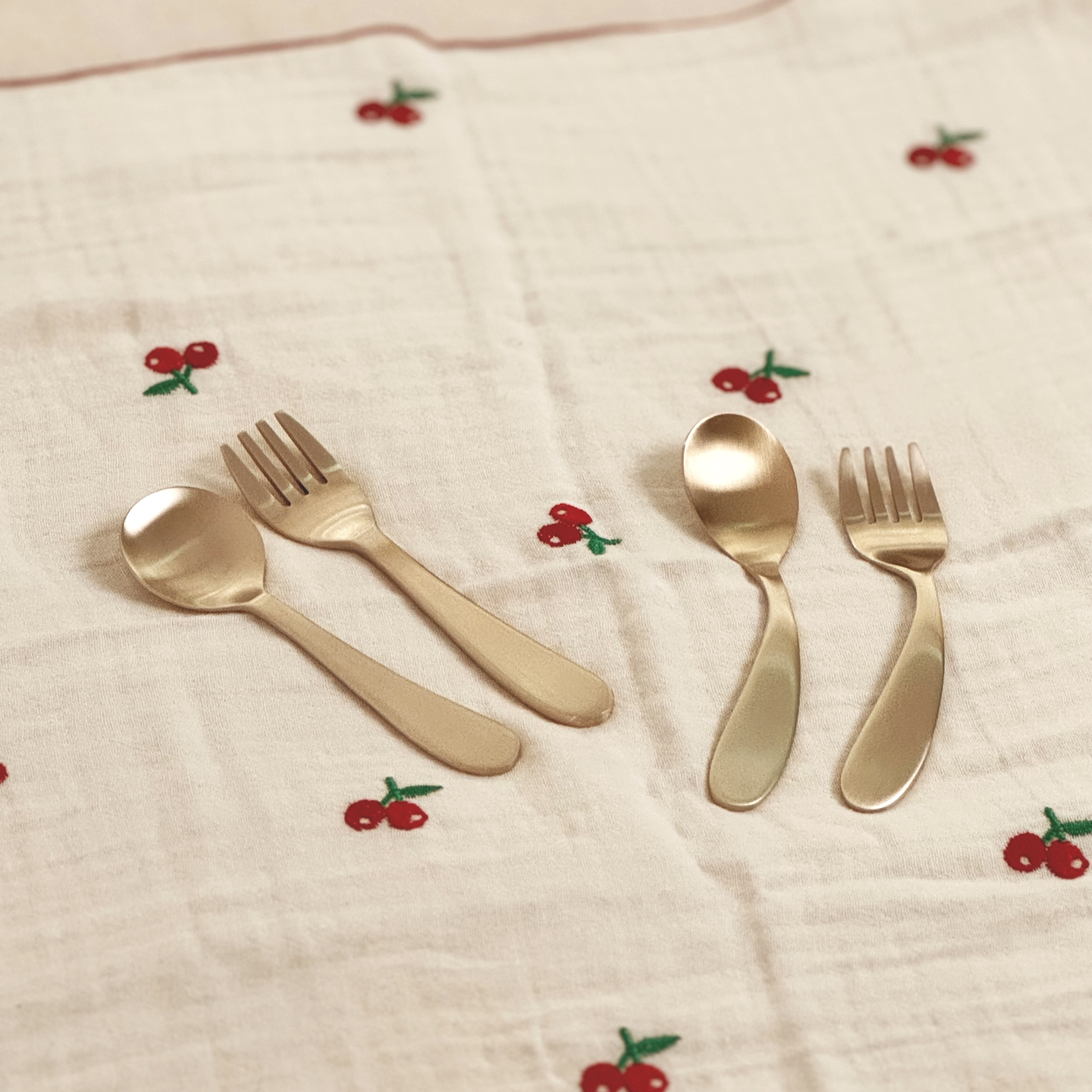 [이니셜 각인]놋향 방짜유기 어린이 스푼 수저 젓가락 세트 백일 돌 선물 놋수저