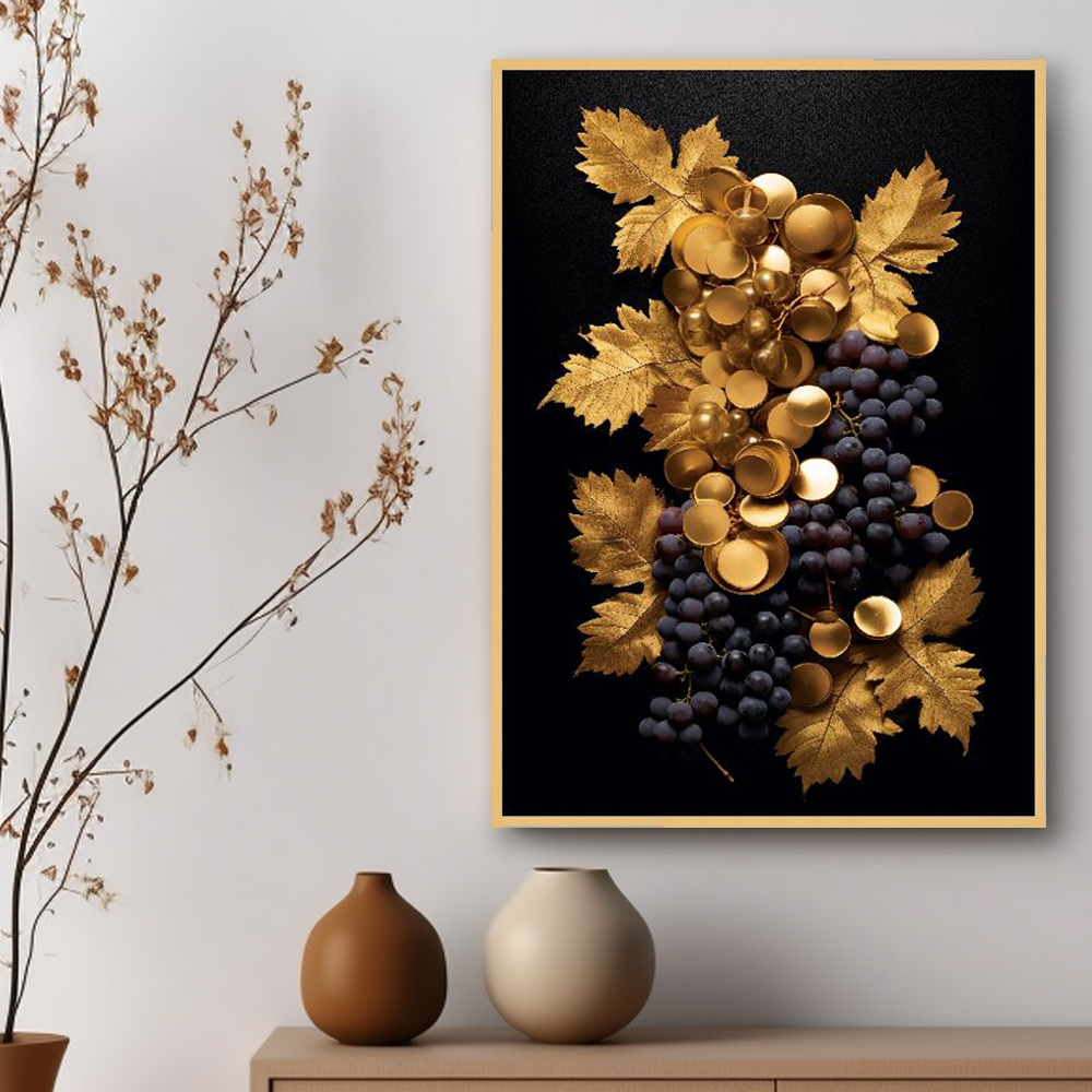 부유 포도 A3 29.7X42cm 무광블랙 알루미늄액자 포도그림 - 상세 이미지 2