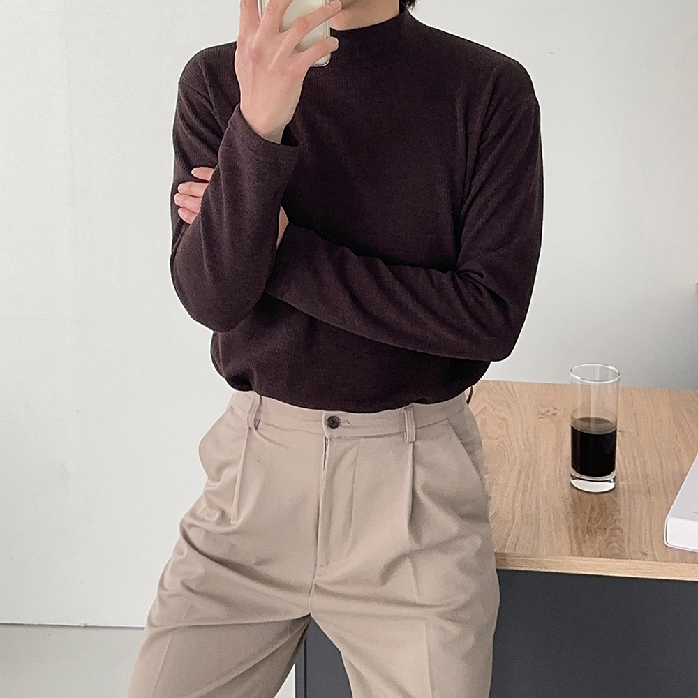 1+1 남자목폴라니트 기모 모크넥 반목폴라 니트 이미지 3