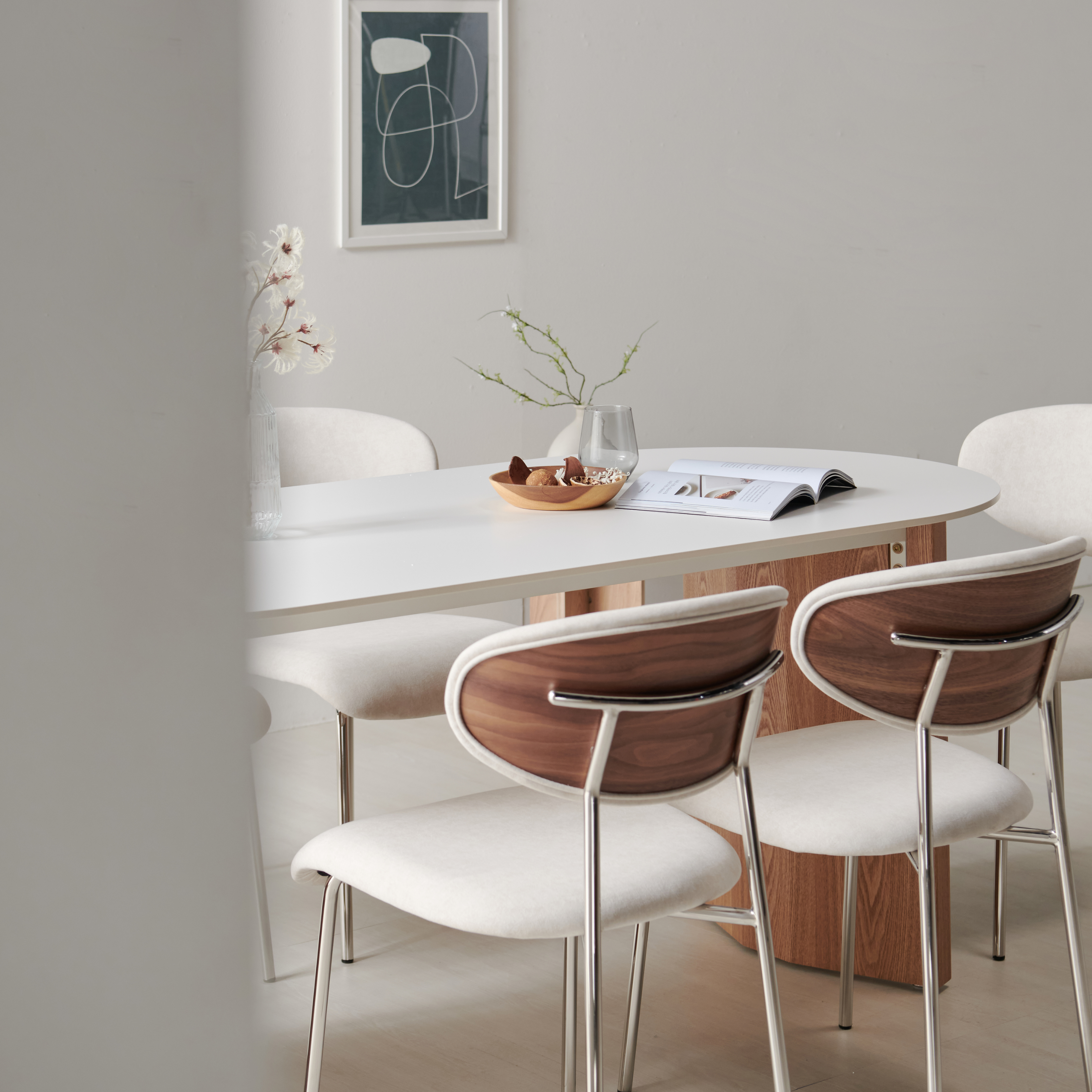 다올 오크 우드 화이트 포세린 세라믹 4인용식탁 1600