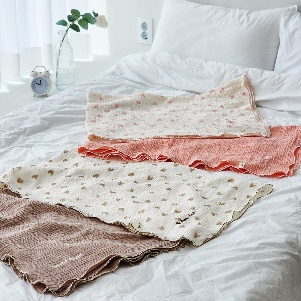 거즈 아기블랭킷 유아 낮잠이불 이니셜 이름 자수 사계절 어린이집 간절기 외출용 무릎담요