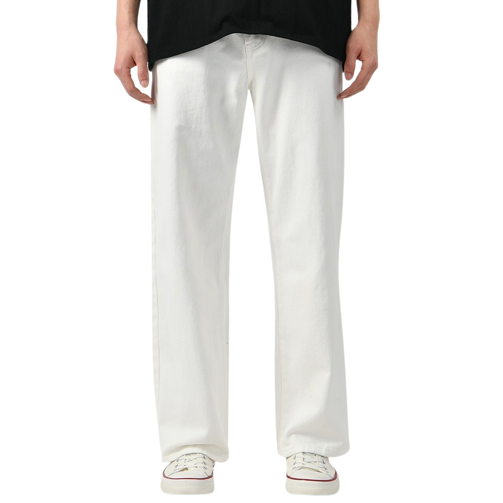 남자 와이드 팬츠 남성 면바지 통큰바지 블랙 화이트 바지 - 상세 이미지 2