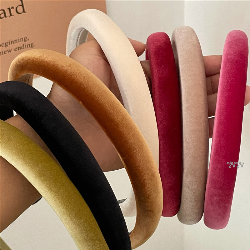 귀 안 아픈 벨벳 머리띠 볼륨 얇은 겨울 헤어밴드