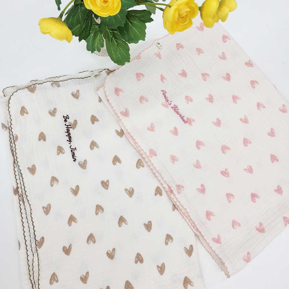 거즈 아기블랭킷 유아 낮잠이불 이니셜 이름 자수 사계절 어린이집 간절기 외출용 무릎담요