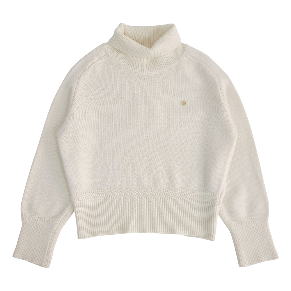Logoウールブローチリブタートルネックニット(ivory