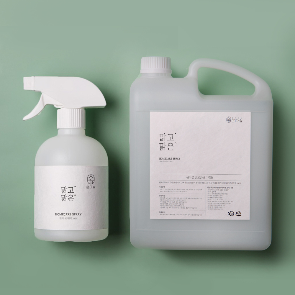 온다숲 아토피등록 편백나무원액100% 맑고맑은 스프레이 편백수 피톤치드 새집증후군제거방법 새가구 새차 탄 곰팡이 냄새제거 침대 이불 집먼지 탈취 고급500ml+4L