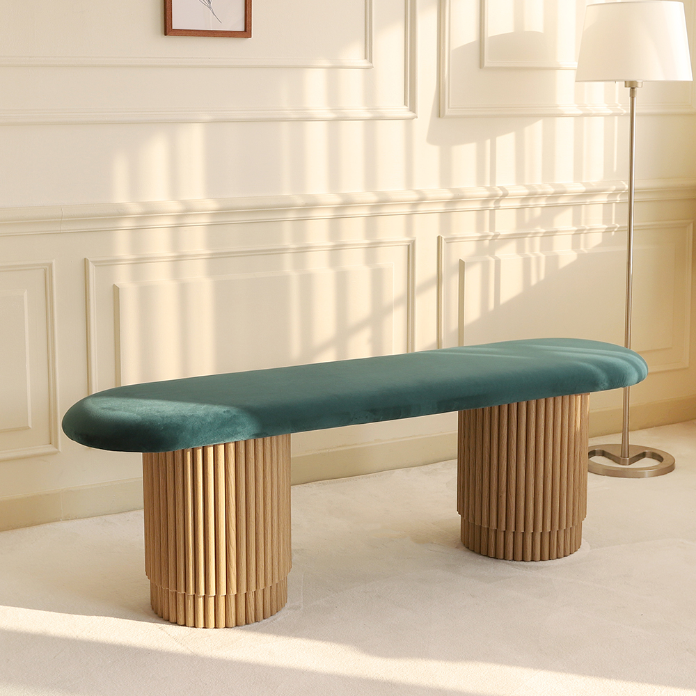 리암 3인용 벨벳 패브릭 템바보드 식탁벤치의자 인테리어 카페 벤치 1400 CL500