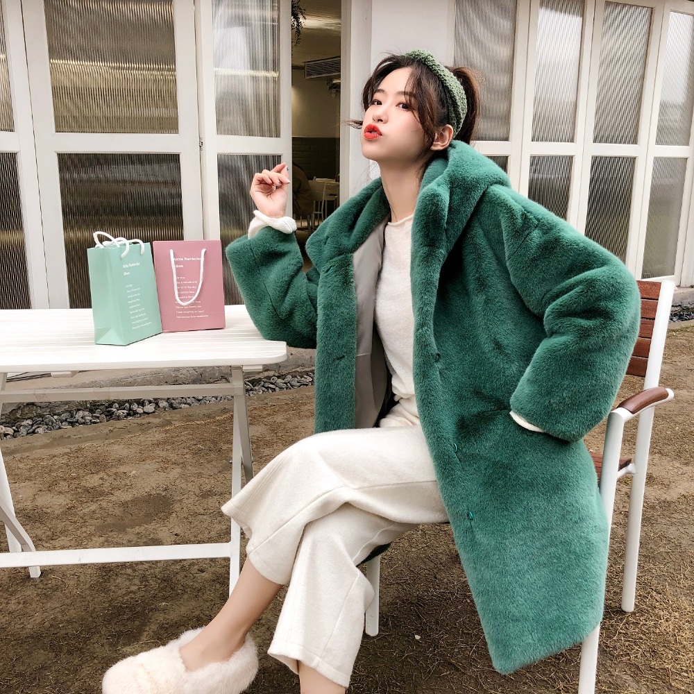 페이크퍼코트 두꺼운 후드코트 에코퍼 여성 겨울 인조 밍크 에코퍼 이미지 2