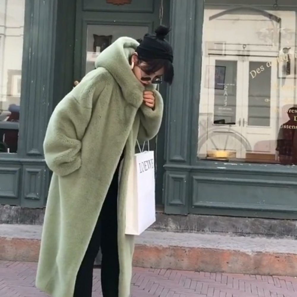 여성 에코퍼코트 고급 인조밍크코트 겨울 고퀄리티 명품스타일 롱코트 이미지 3