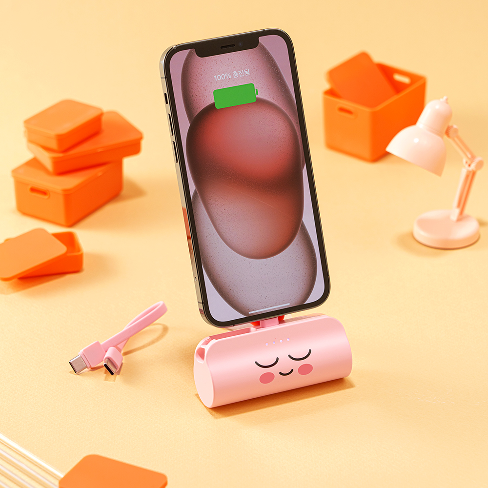 카카오프렌즈 힙스터 도킹형 보조배터리 5000mAh, C타입 어피치 - 상품 이미지