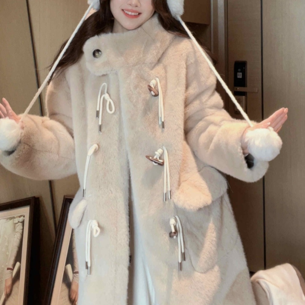 겨울 에코퍼 떡볶이 코트 밍크 페이크 퍼 롱코트 이미지