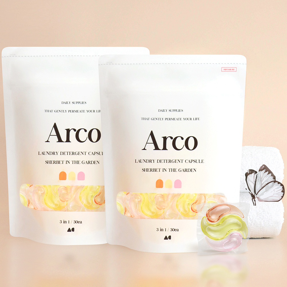 아르꼬 3in1 고농축 캡슐세제 30개+30개 액체 세탁세제 대용량 드럼일반겸용