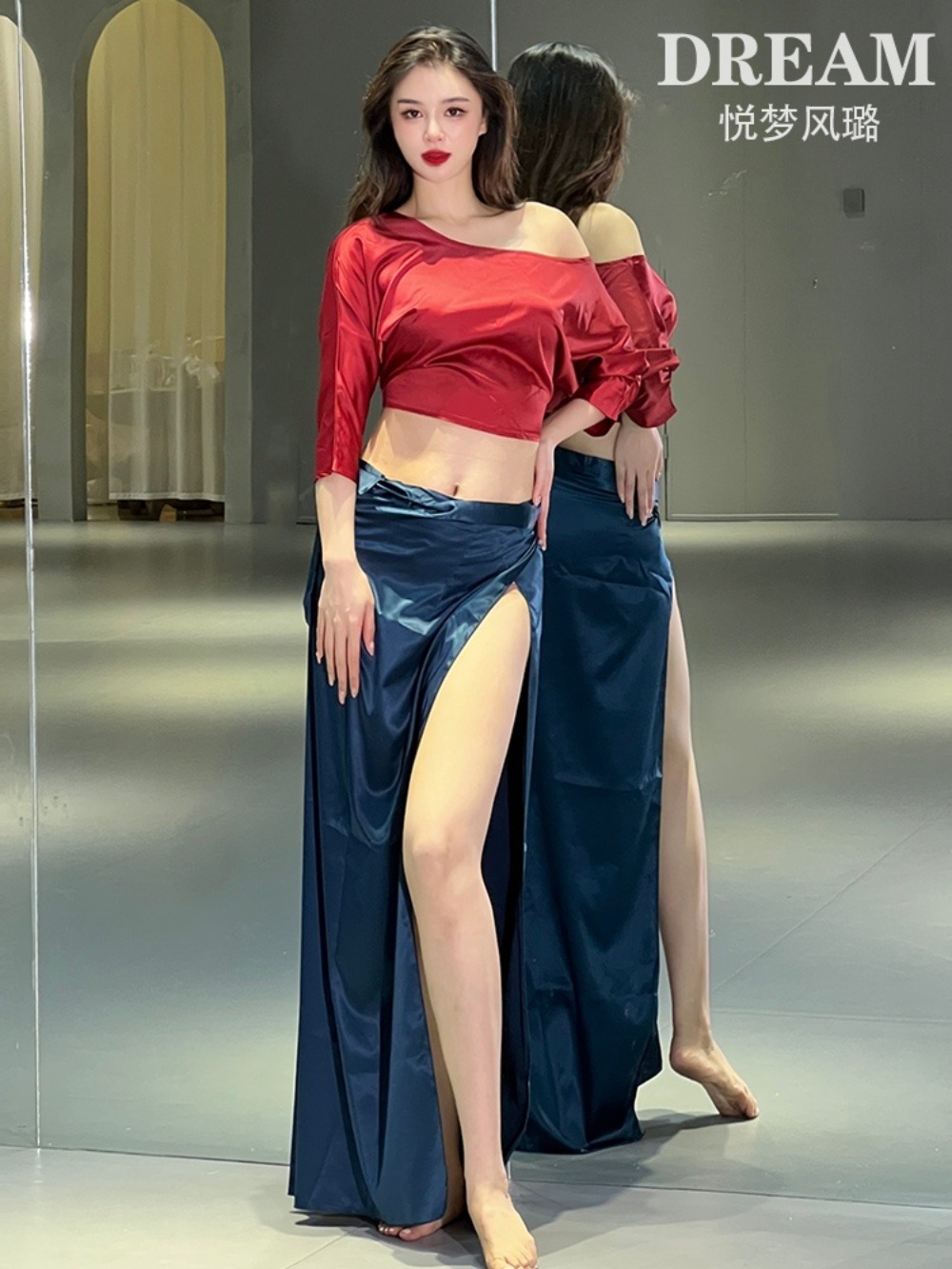 라틴댄스복 줌바 공연 사교 스포츠 연습 방송 라인댄스 무대의상 - 상세 이미지 3