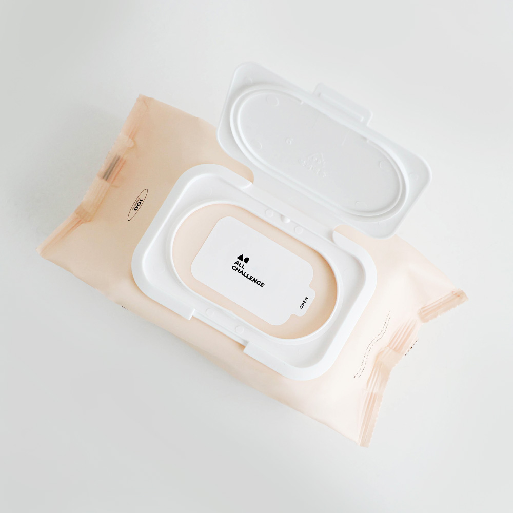 올챌린지 보이는 물티슈 베이지 100매 10팩+10팩 엠보싱 캡형 안전한 아기 신생아