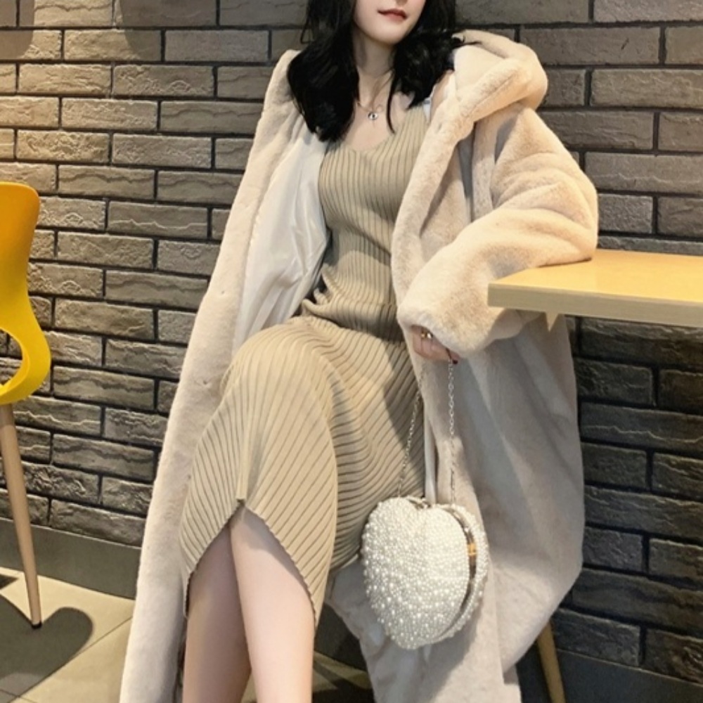 수입 털코트 에코퍼 페이크퍼 인조퍼 수입코트 후드 모자 제품 이미지
