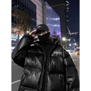 남녀공용 빅싸이즈 빅사이즈 패딩 유광 패션 하이넥 점퍼 착용 후기 | 사이즈/핏 총정리 - 상품 이미지 4